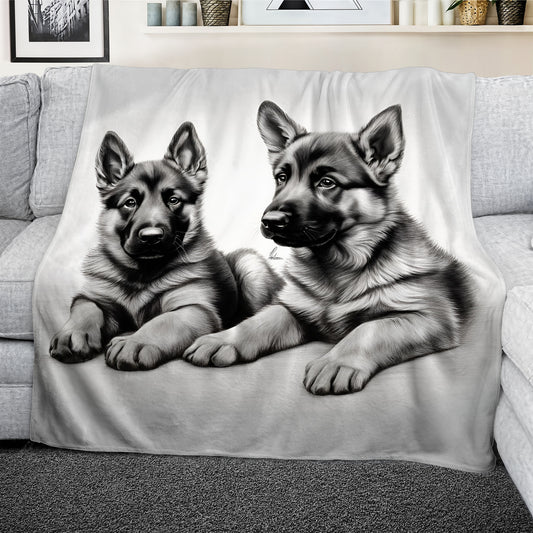 Adorable Watchers German Shepherds Light Weight Fleece Blanket by Nathan Pieterse