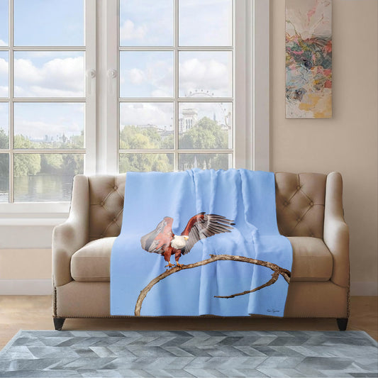 African Fish Eagle Light Weight Fleece Blanket by Fanie Heymans