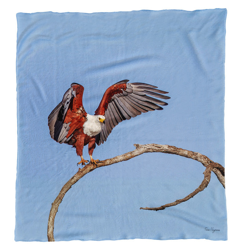 African Fish Eagle Light Weight Fleece Blanket by Fanie Heymans