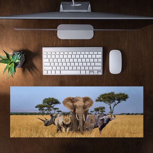African Landscape Big 5 Desk Pad by Fanie Heymans