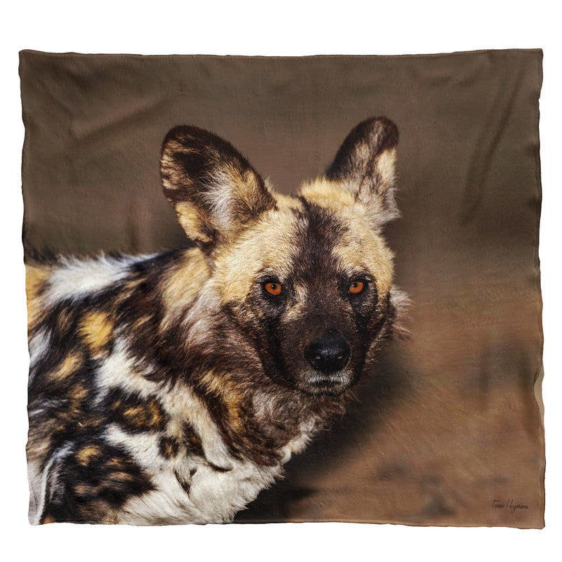 African Wild Dog Light Weight Fleece Blanket by Fanie Heymans