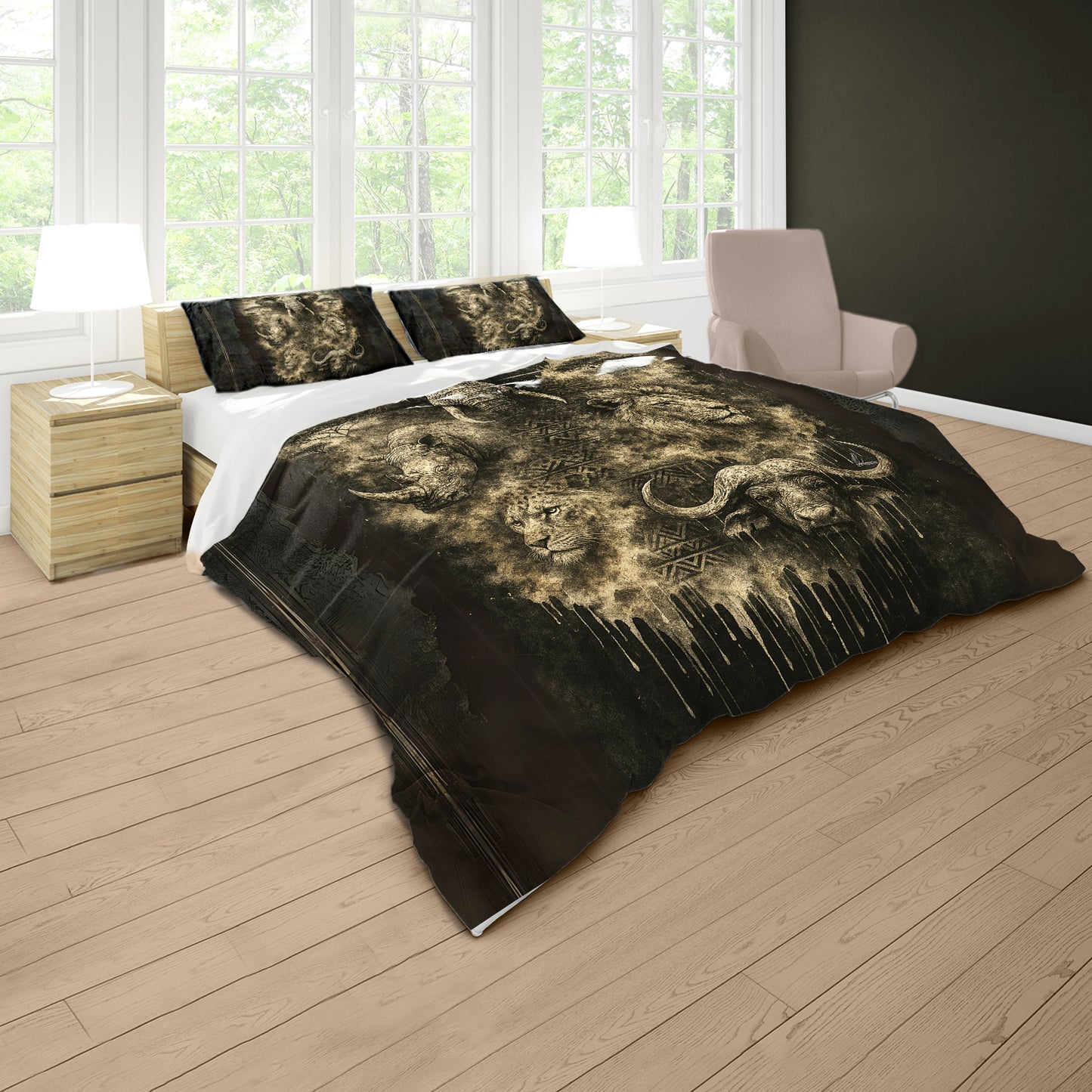 African Big Five Tribal Fusion Duvet Cover Set by Nathan Pieterse
