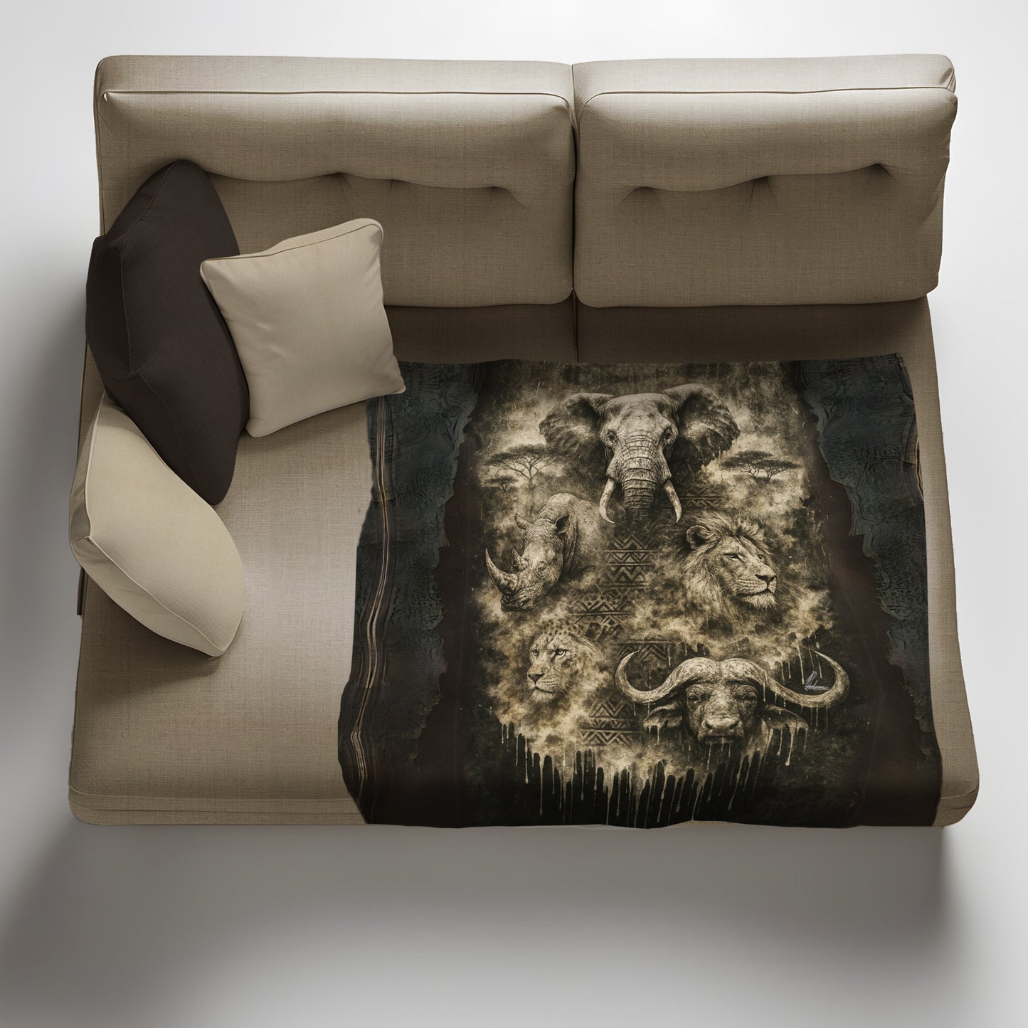 African Tribal Fusion Light Weight Fleece Blanket by Nathan Pieterse