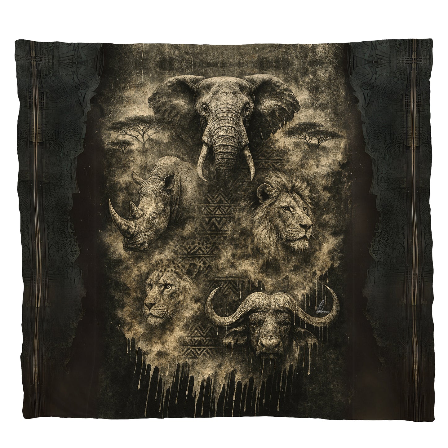 African Tribal Fusion Light Weight Fleece Blanket by Nathan Pieterse