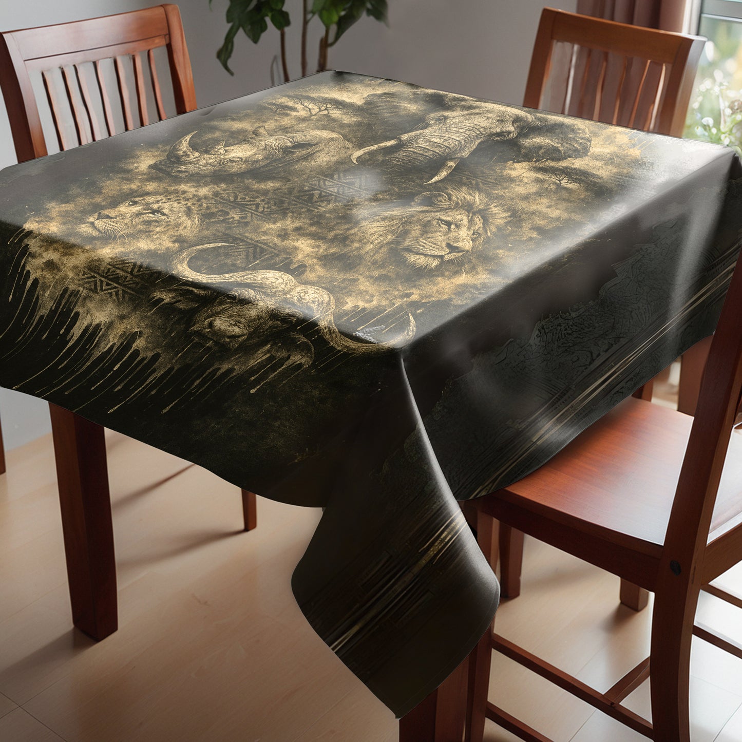 African Tribal Fusion Square Tablecloth by Nathan Pieterse