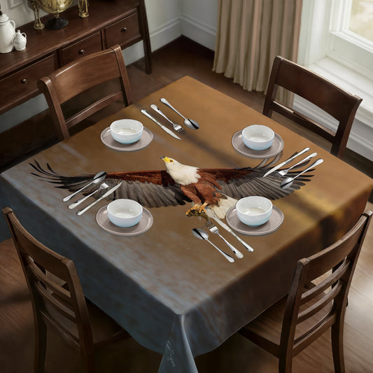 African Fish Eagle Flyby Square Tablecloth By Fanie Heymans