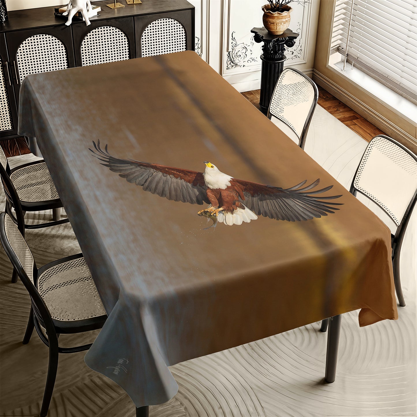 African Fish Eagle Flyby by Fanie Heymans Rectangle Tablecloth