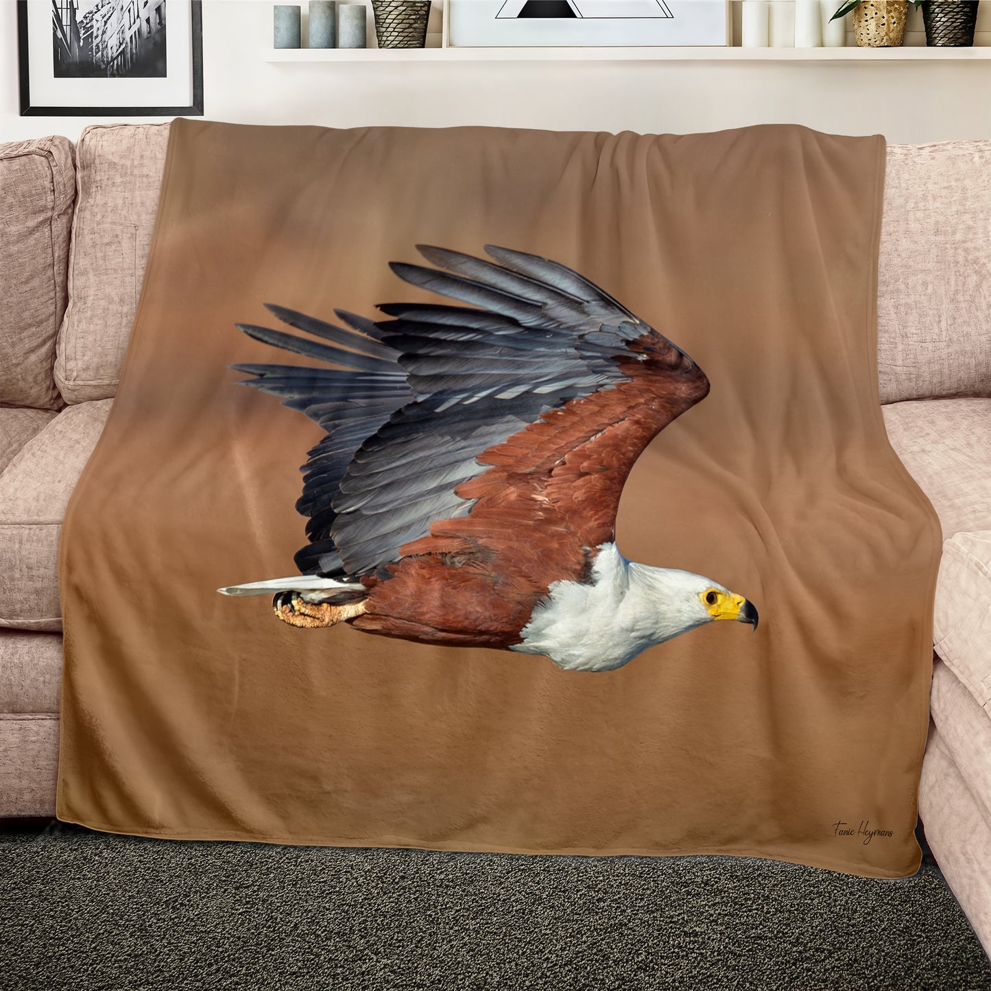 African Fish Eagle Kruger Light Weight Fleece Blanket by Fanie Heymans