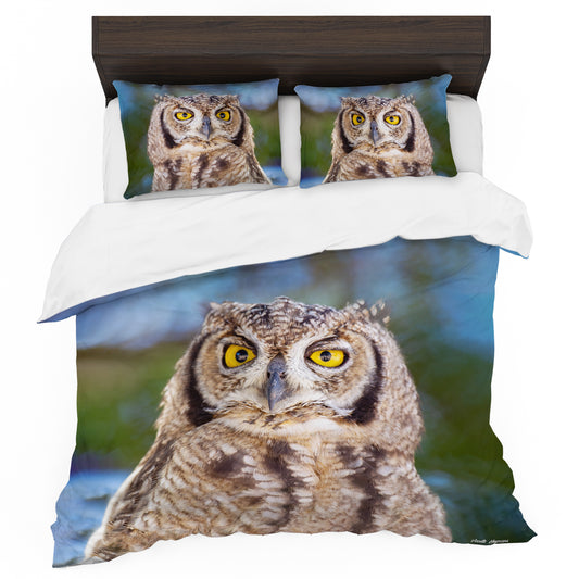 African Spotted Eagle Owl Duvet Cover Set by Annette Heymans