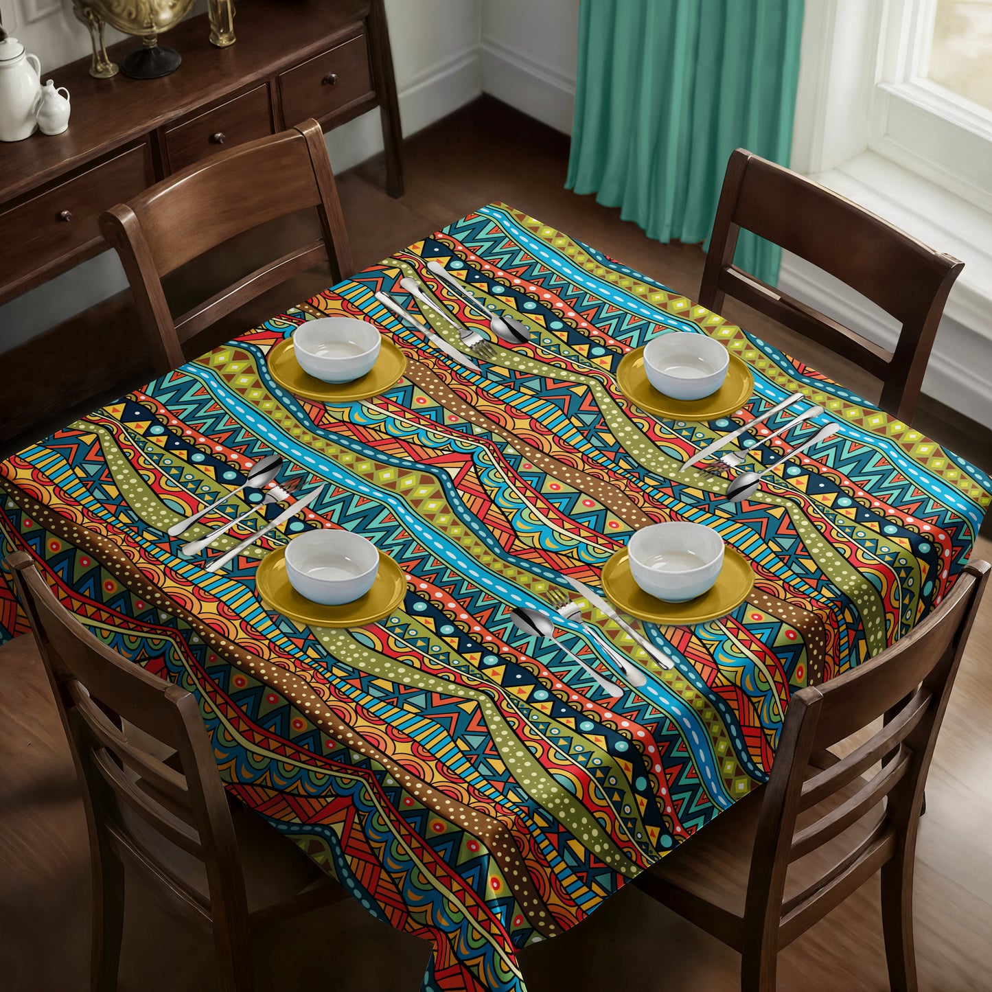 African Striped Square Tablecloth