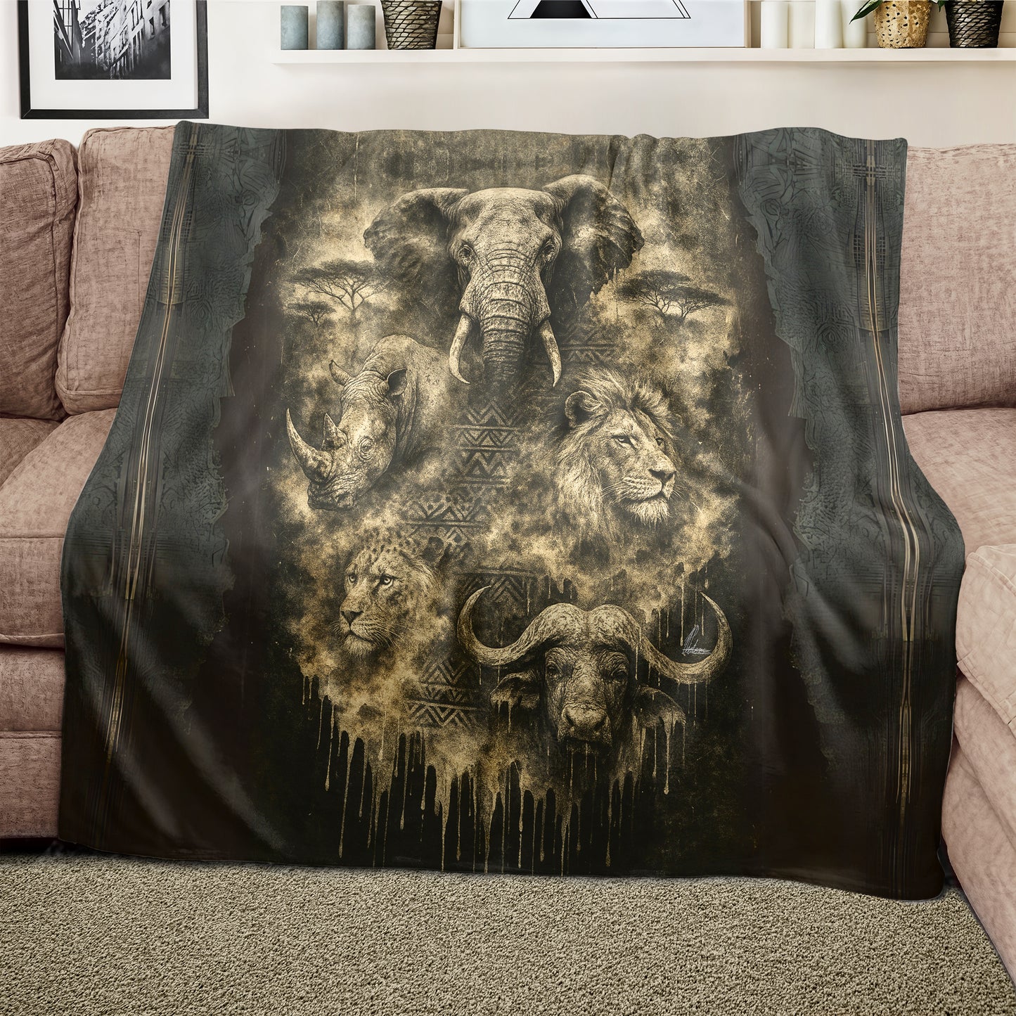 African Tribal Fusion Light Weight Fleece Blanket by Nathan Pieterse