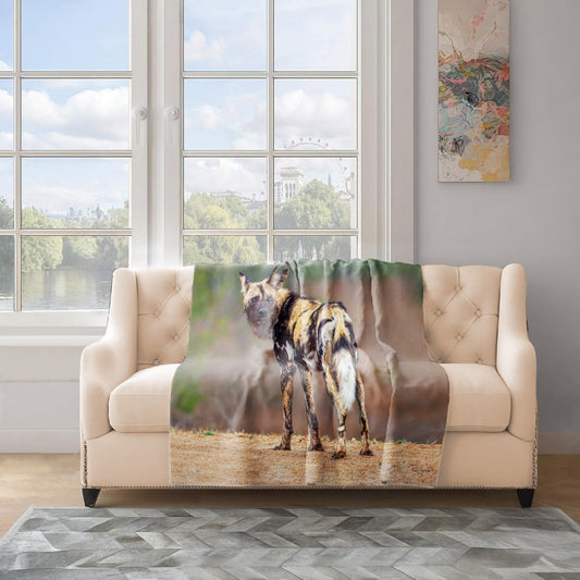 African Wild Dog Light Weight Fleece Blanket by Fanie Heymans