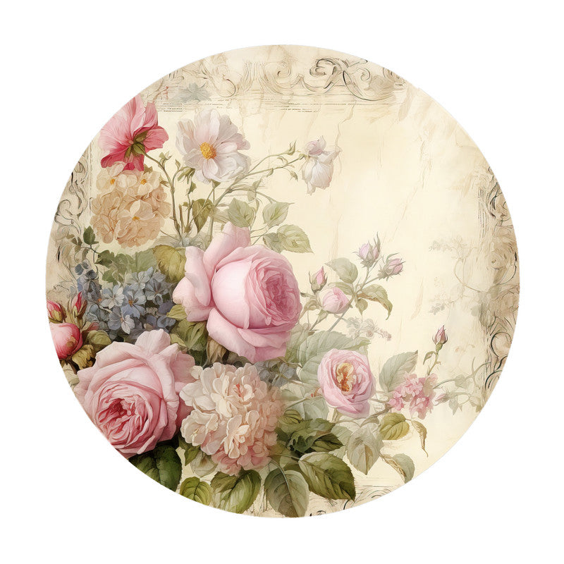 Aged Rose In Bloom Round Tablecloth