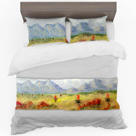 Aloe Mountain View By Marthie Potgieter Bed Runner and Optional Pillowcases