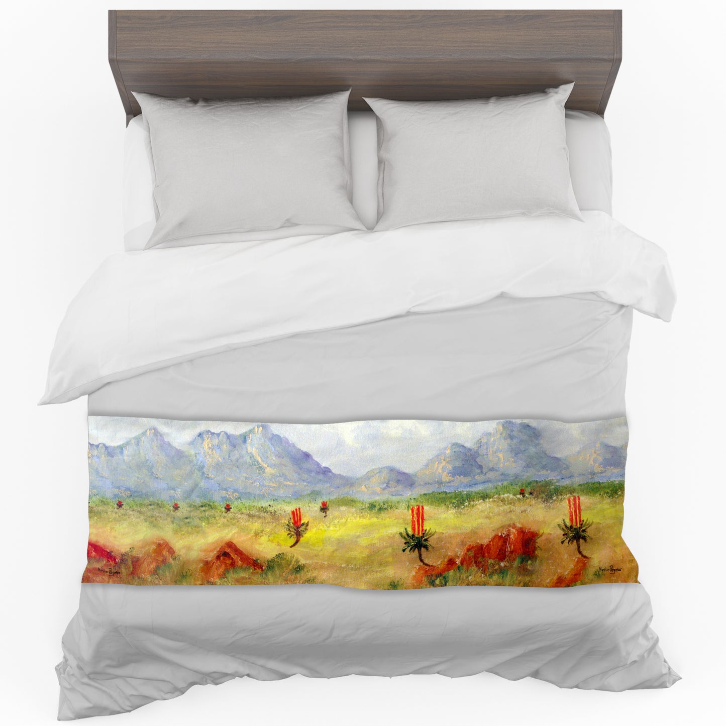 Aloe Mountain View By Marthie Potgieter Bed Runner and Optional Pillowcases