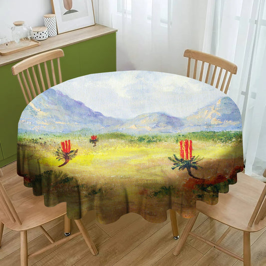 Aloe Mountain View Round Tablecloth By Marthie Potgieter