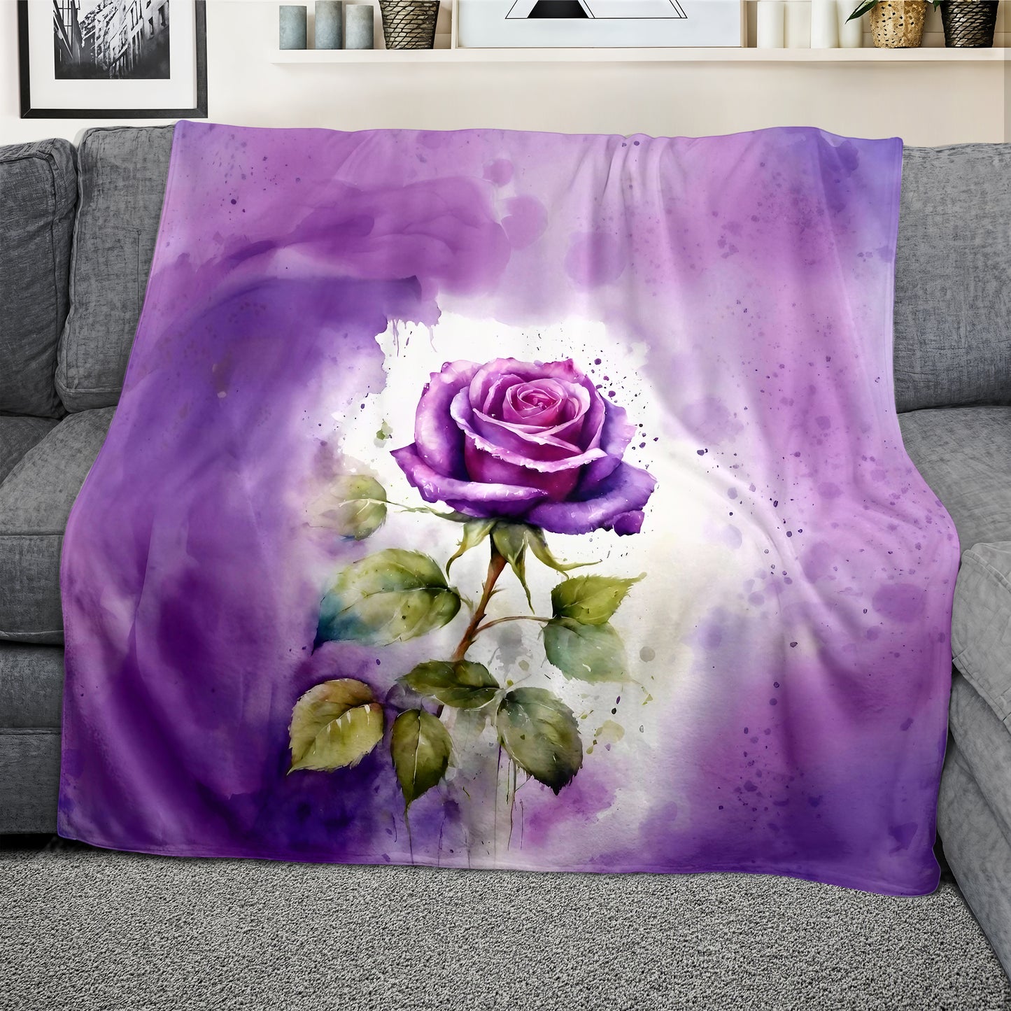 Amazing Purple Rose Light Weight Fleece Blanket