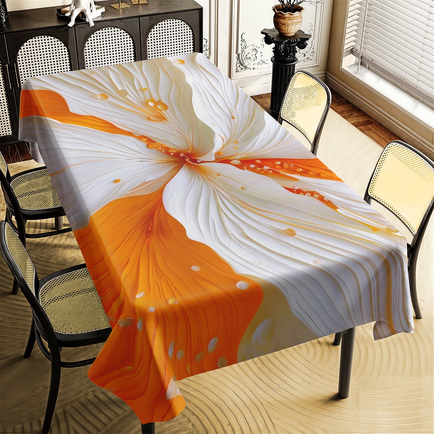 Amber Flower Rectangle Tablecloth
