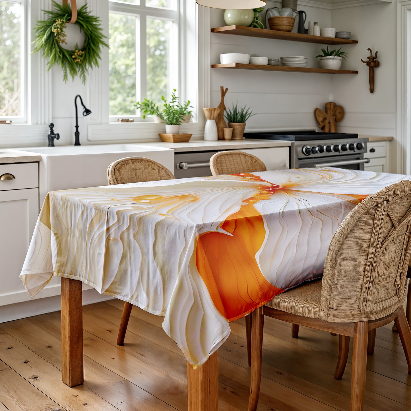 Amber Flower Rectangle Tablecloth