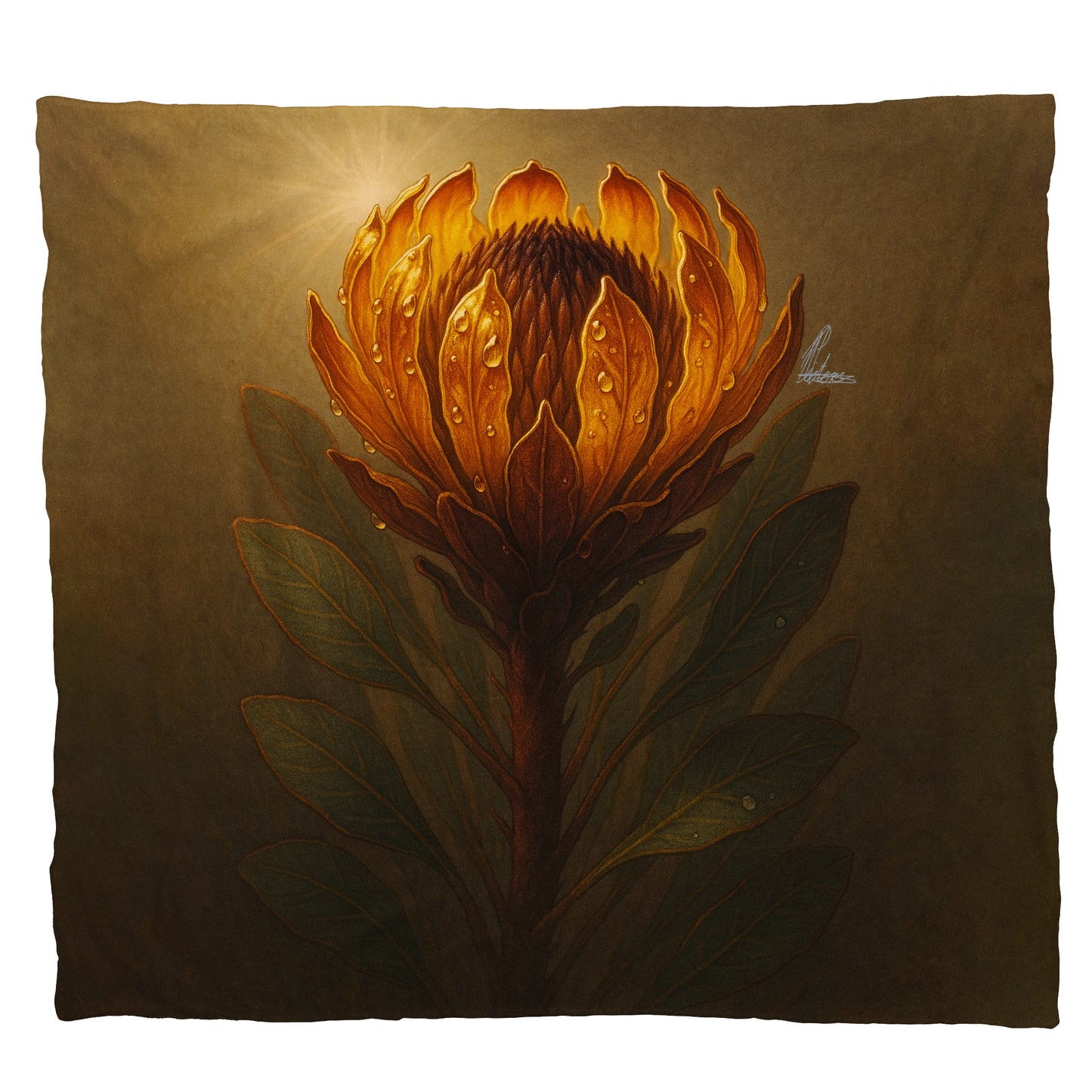 Amber Protea Bloom Light Weight Fleece Blanket by Nathan Pieterse
