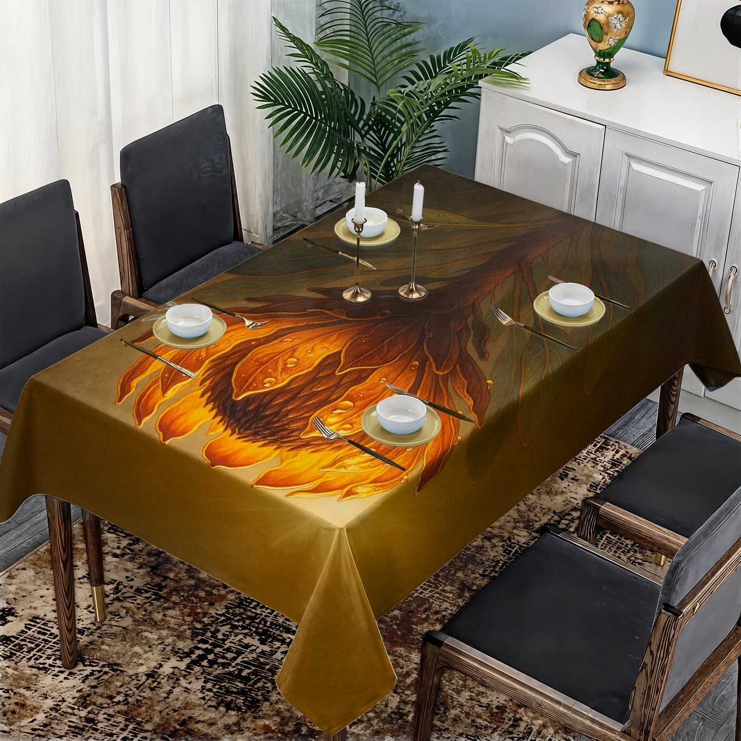 Amber Protea Bloom Rectangle Tablecloth by Nathan Pieterse