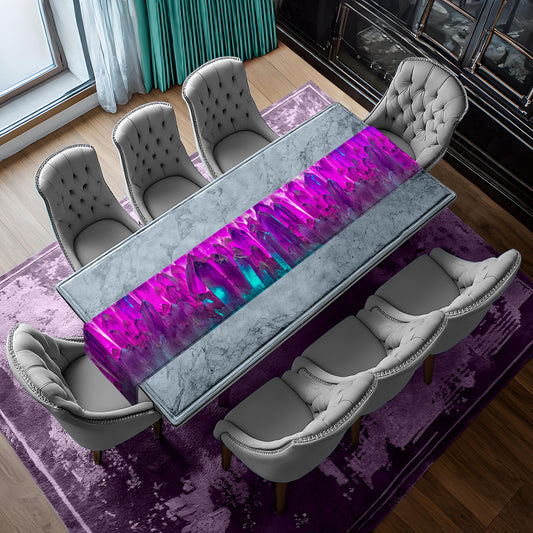 Amethyst Crystals Table Runner