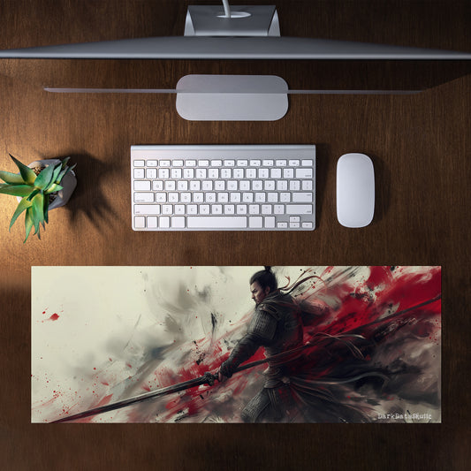 Ancient Chinese Samurai by Wikus Schalkwyk Large Desk Pad