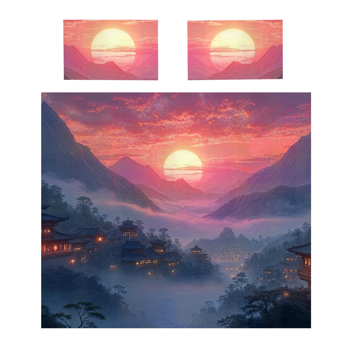 Ancient Village Duvet Cover Set