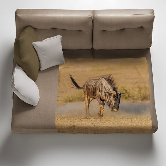 Angry Blue Wildebeest Light Weight Fleece Blanket by Fanie Heymans