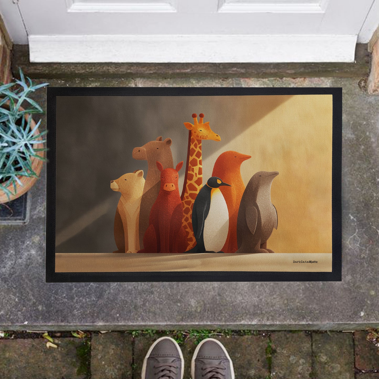 Animal Parade Door Mat by Wikus Schalkwyk