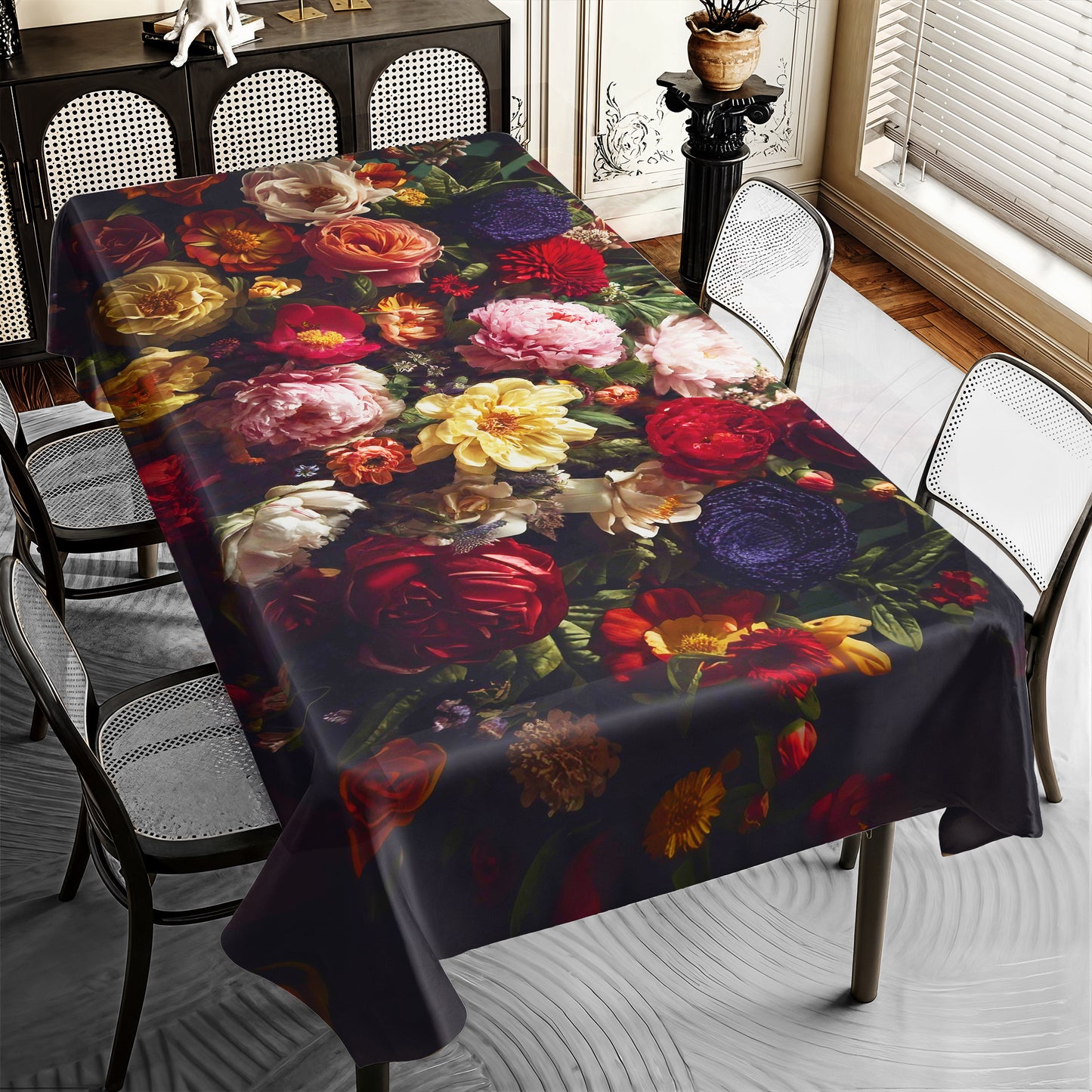 Antique Floral Rectangle Tablecloth