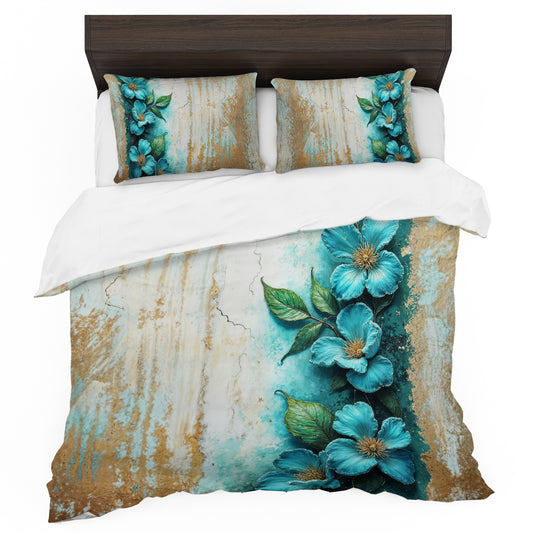 Antique Emerald Flower Duvet Cover Set