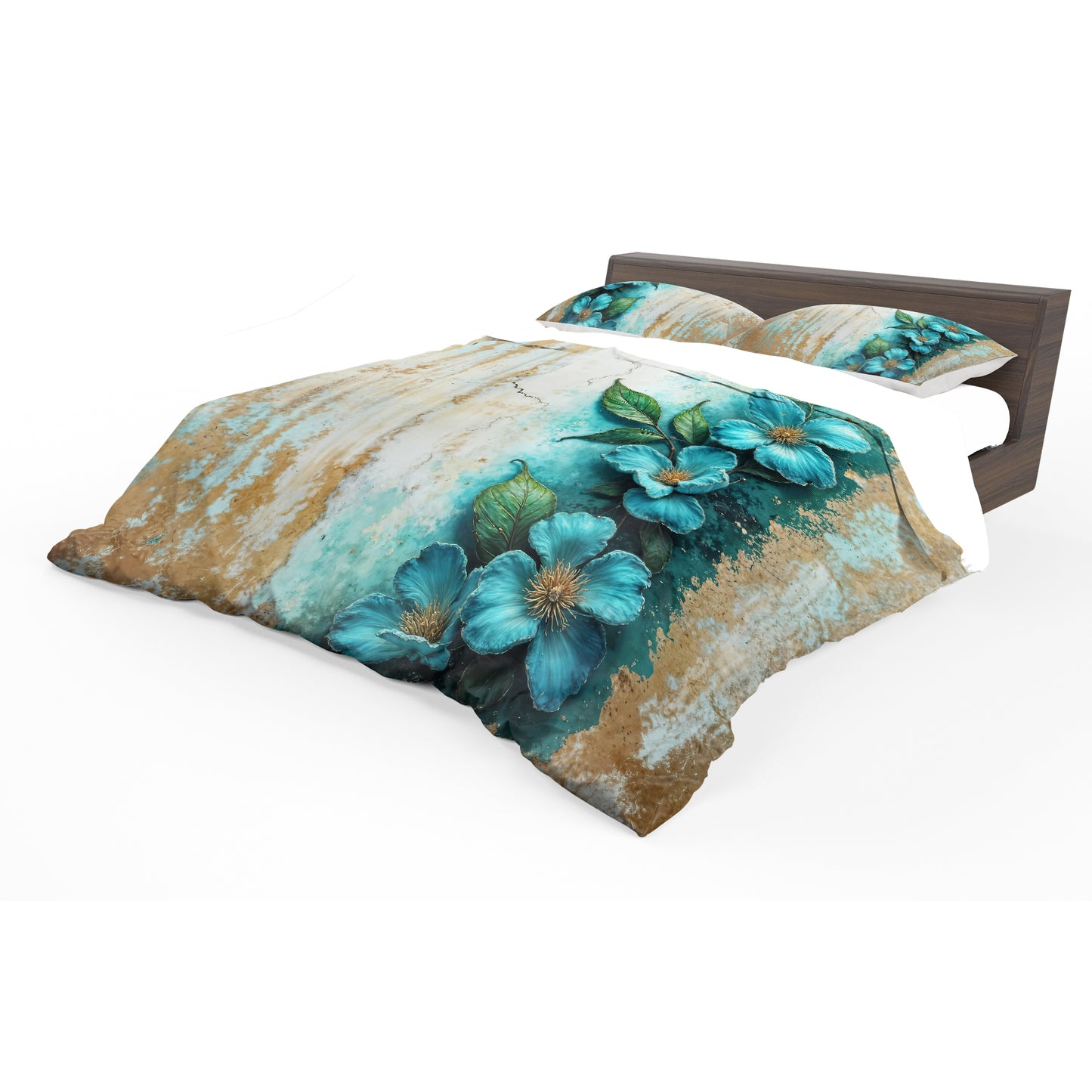 Antique Emerald Flower Duvet Cover Set