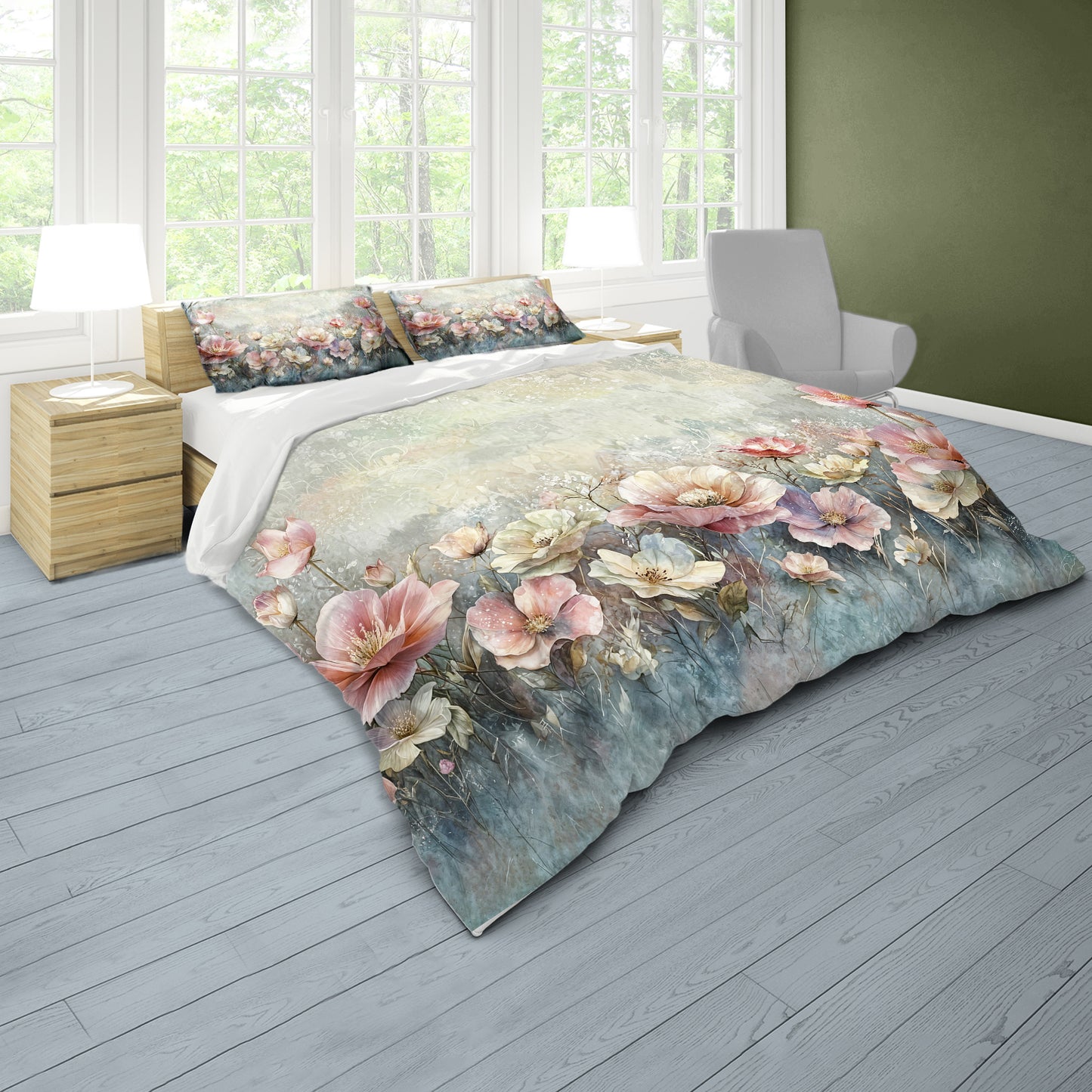 Antique Floral Duvet Cover Set