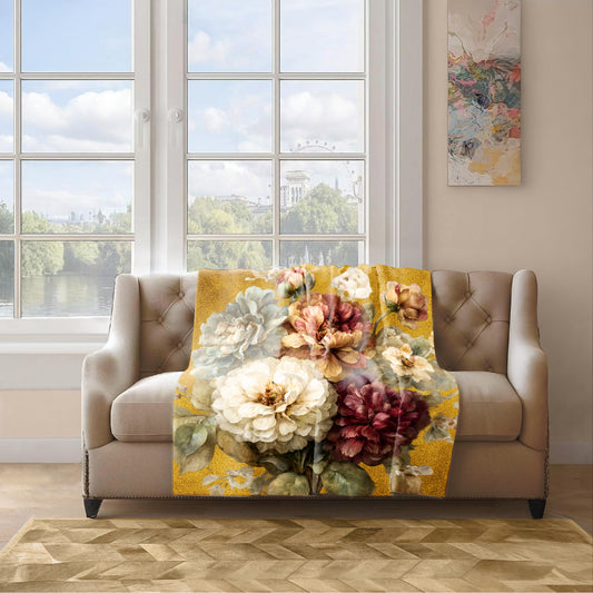 Antique Flowers Blossom Light Weight Fleece Blanket by Mark van Vuuren