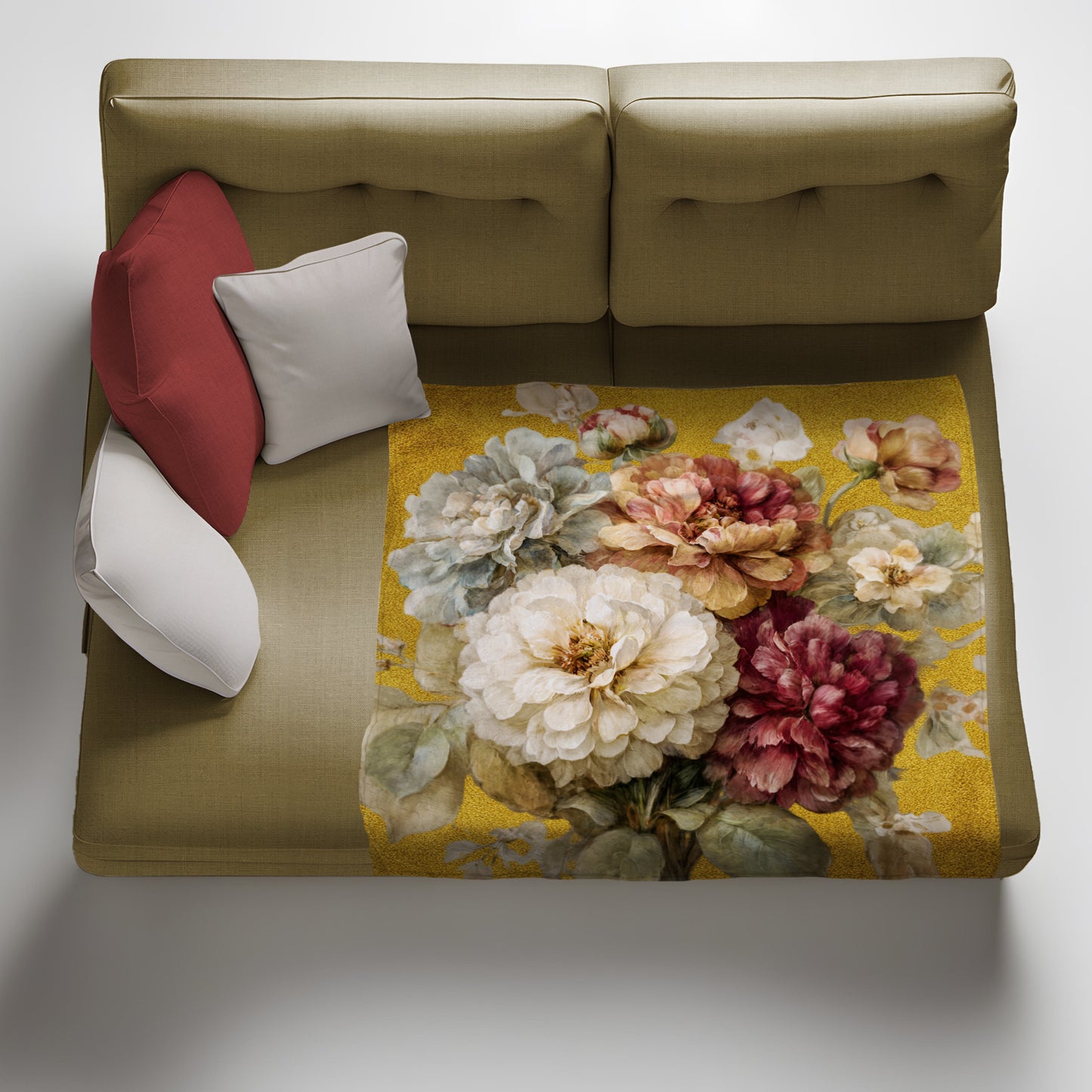 Antique Flowers Blossom Light Weight Fleece Blanket by Mark van Vuuren