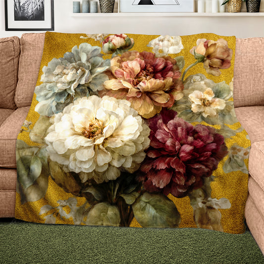 Antique Flowers Blossom Light Weight Fleece Blanket by Mark van Vuuren
