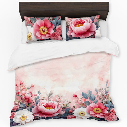 Antique Pink Peony Duvet Cover Set
