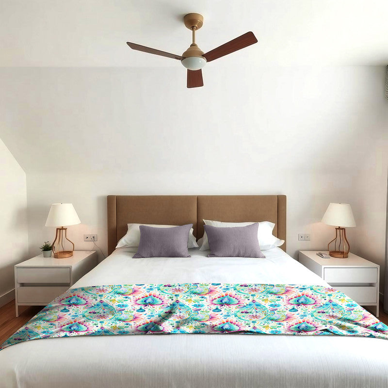 Aqua Paisley Light Bed Throw