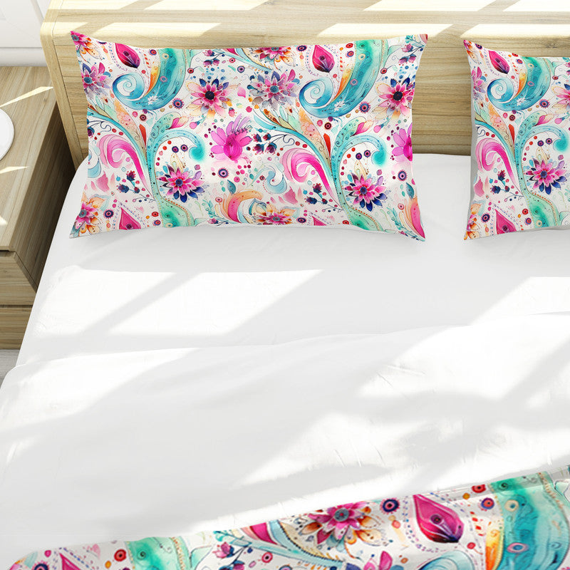 Aqua Pink And Swirls Duvet Cover Set