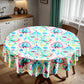 Aqua Leaves Round Tablecloth