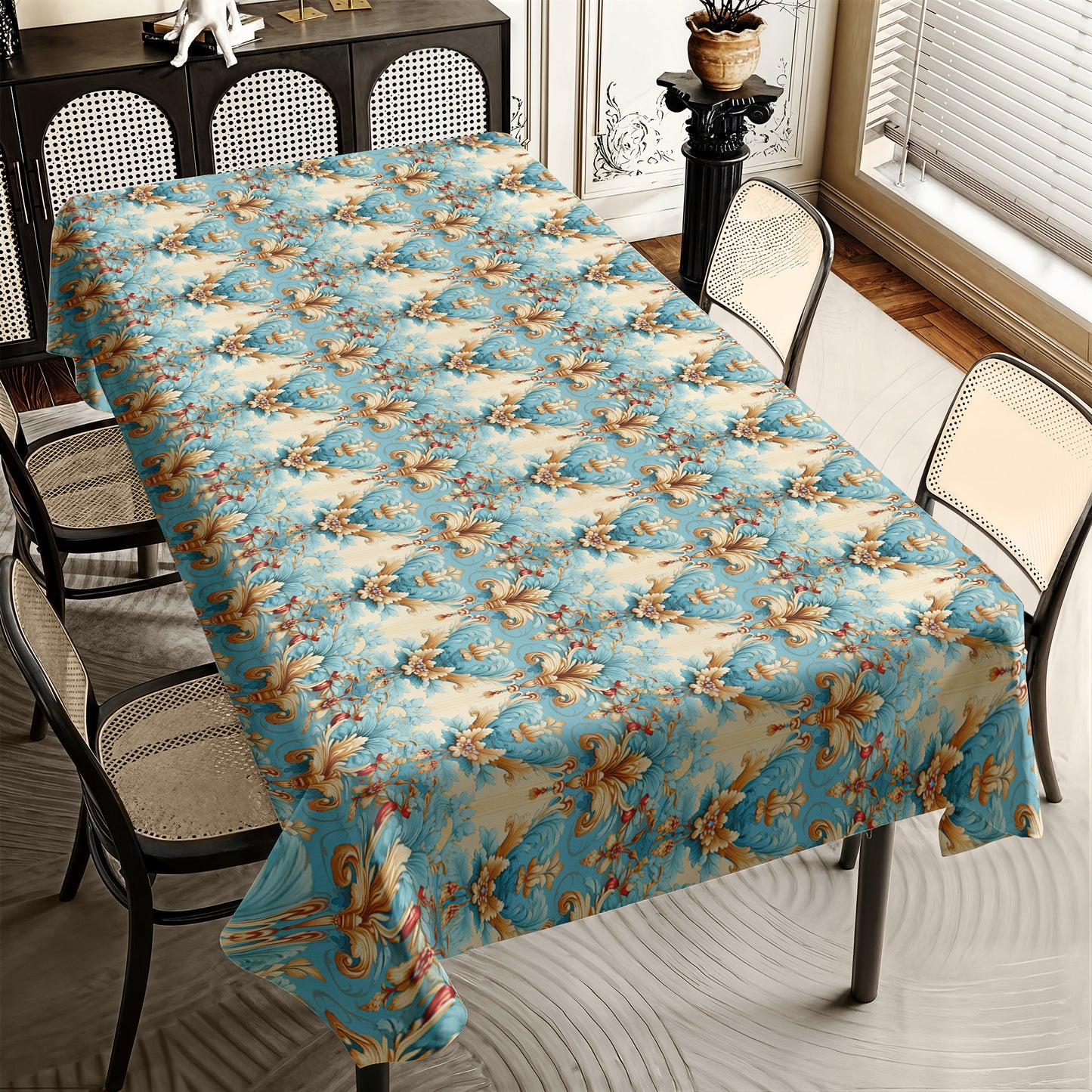 Aqua And Cream Rectangle Tablecloth