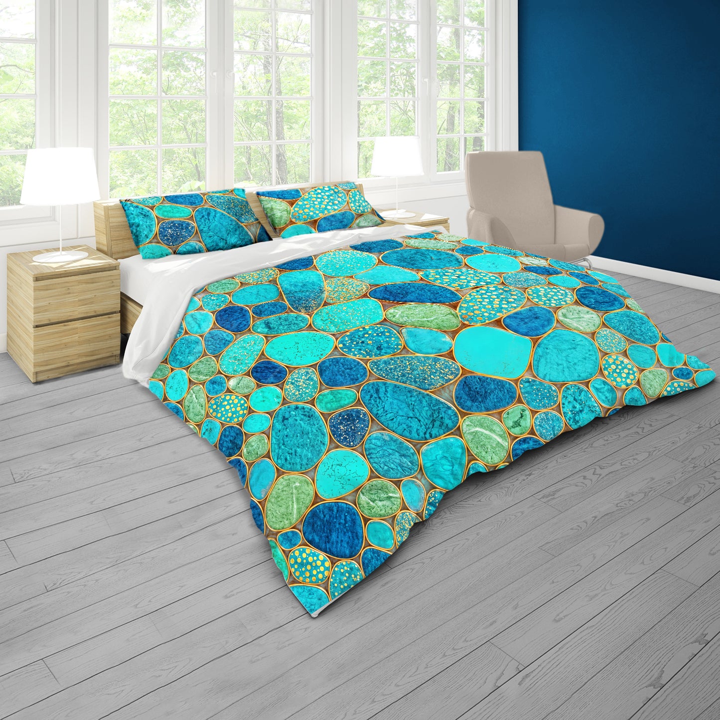 Aqua Coastal Jewels Duvet Cover Set