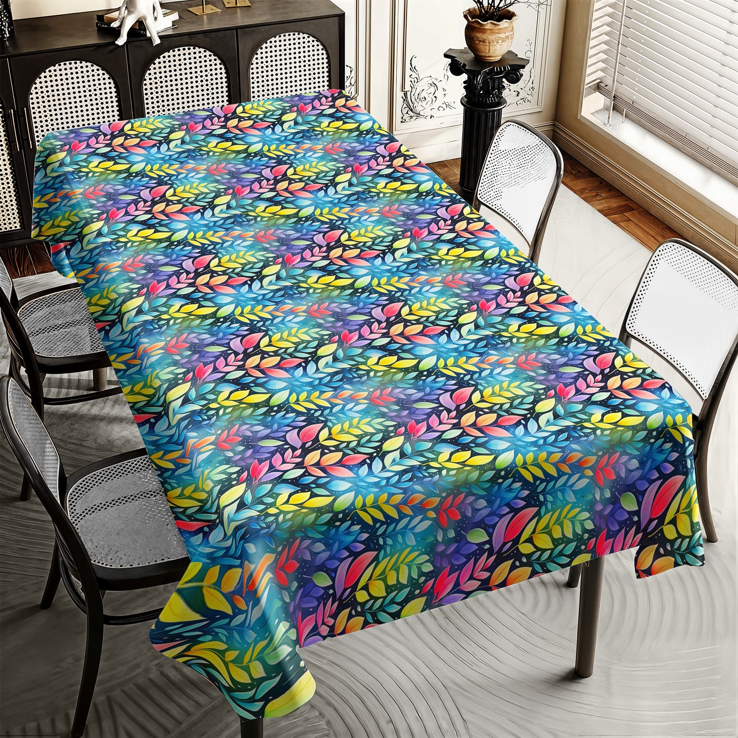 Aqua Foliage Rectangle Tablecloth