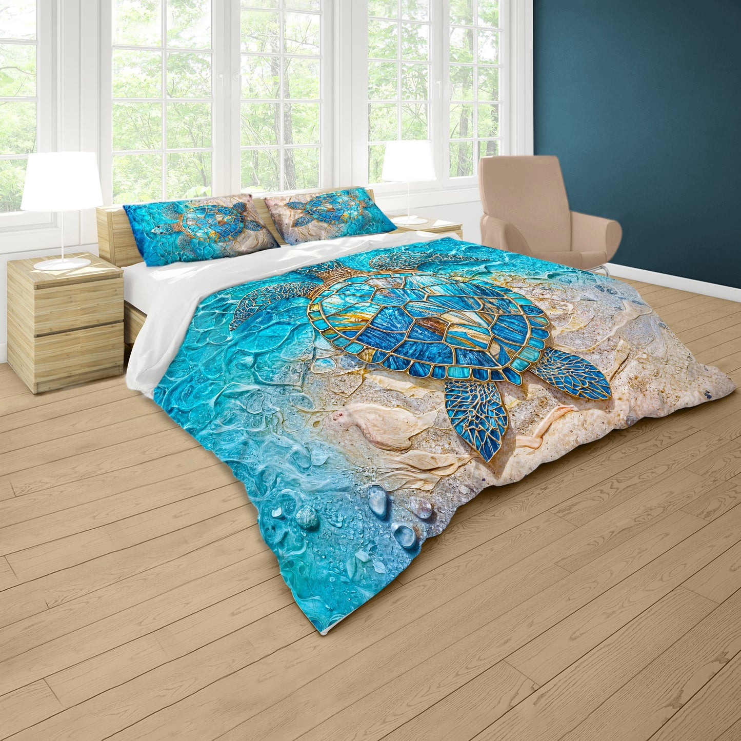 Aqua Sea Turtle Duvet Cover Set