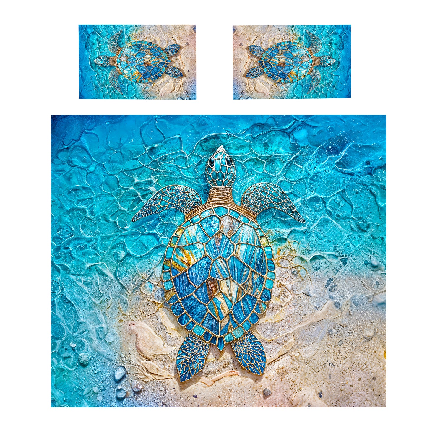 Aqua Sea Turtle Duvet Cover Set