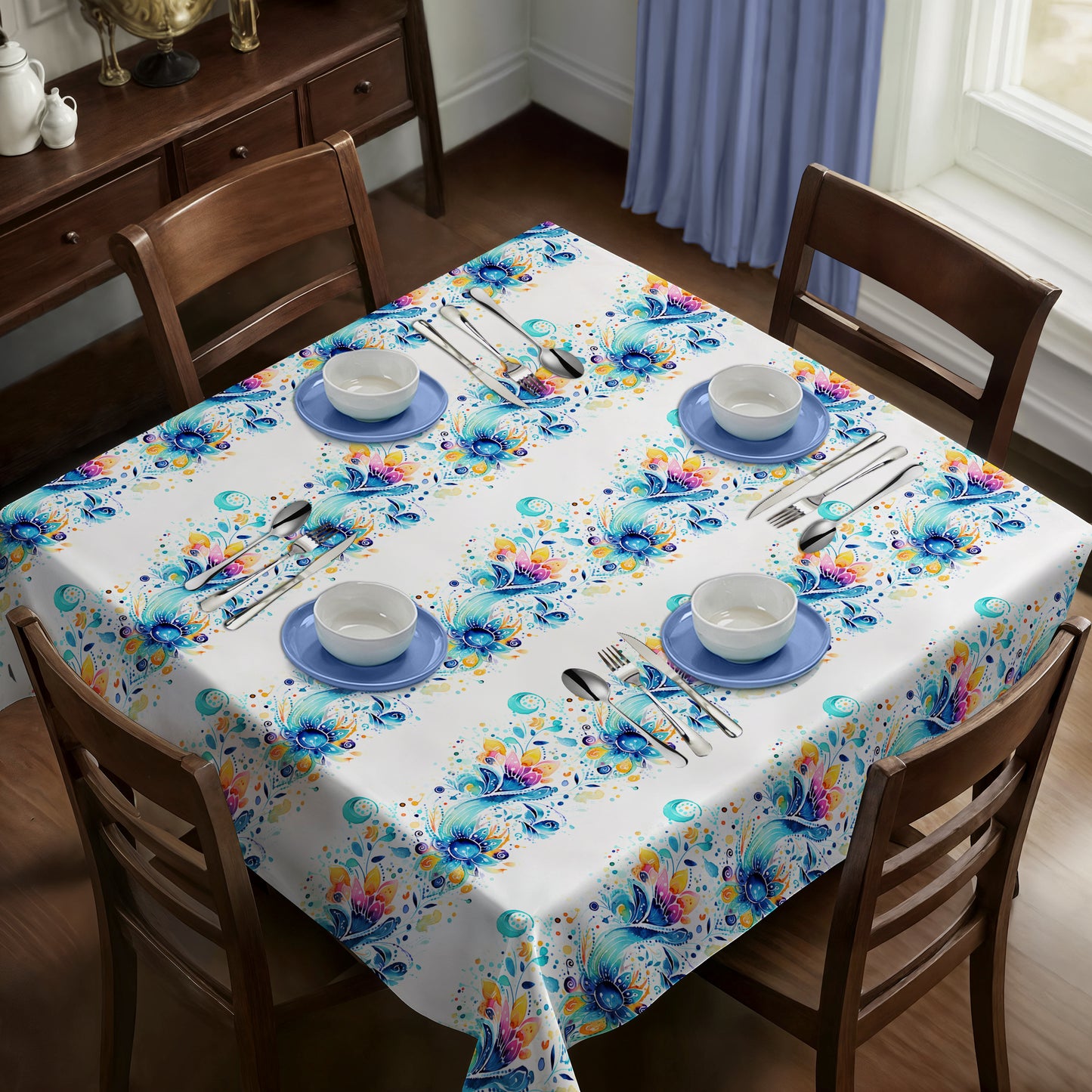 Aqua Splash Square Tablecloth