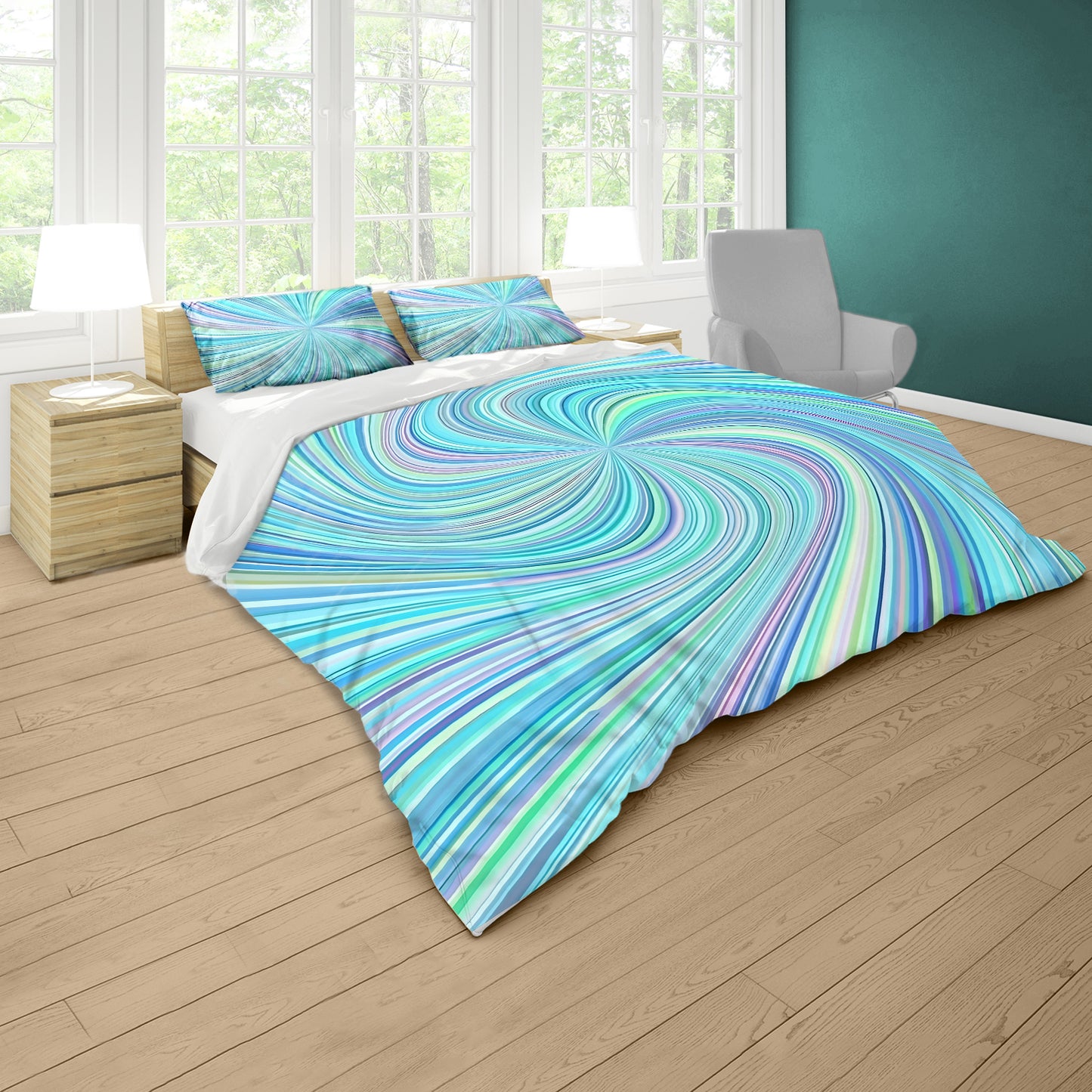 Aqua Swirl Duvet Cover Set