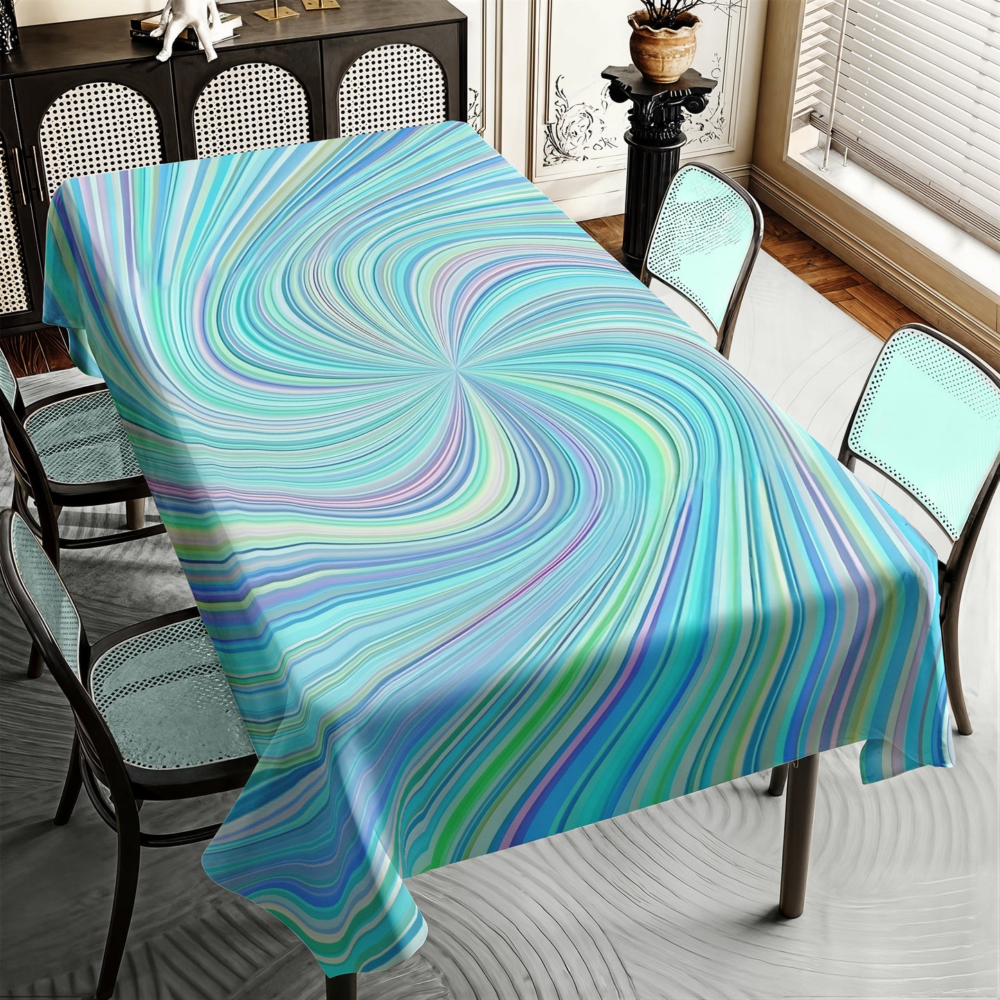 Aqua Swirl Rectangle Tablecloth