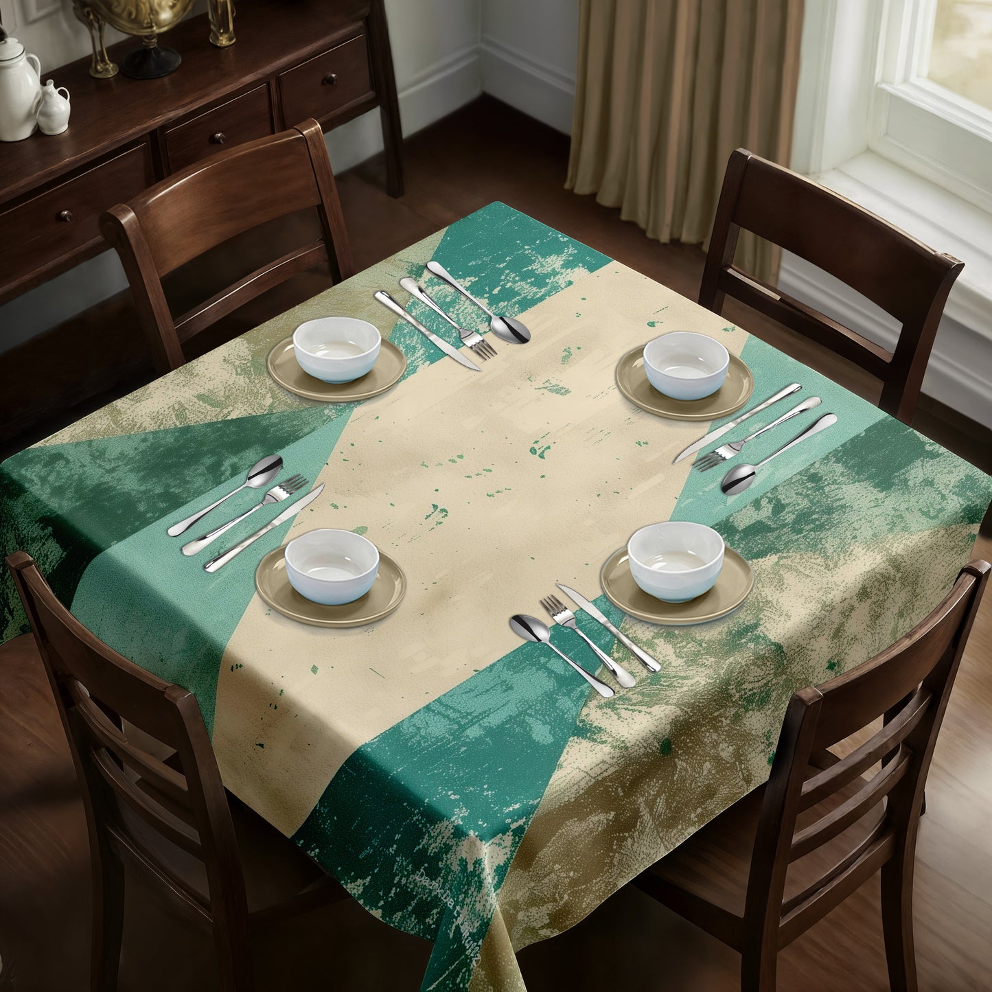 Aquatic Echo Square Tablecloth by Wikus Schalkwyk
